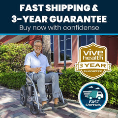 Vive Compact, Folding Power Wheelchair, powerful dual motors