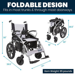 Vive Compact, Folding Power Wheelchair, powerful dual motors