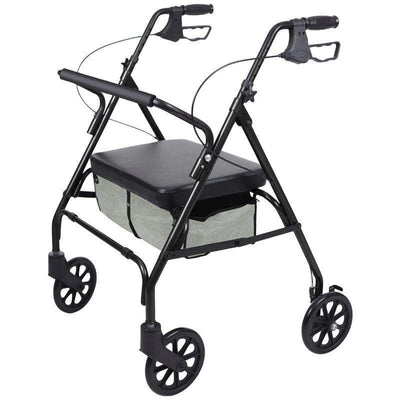 Vive Bariatric Rollator Walker padded seat, locking brakes, storage