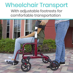 Vive Compact Folding Wheelchair/Rollator, walk, ride, rest, Dual Brakes